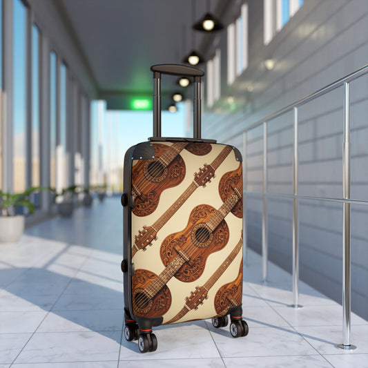 Bohemian Guitar Suitcase - Vintage Luggage, Traveler Gift, Music Lover Accessory, Unique Baggage, Holiday Travel