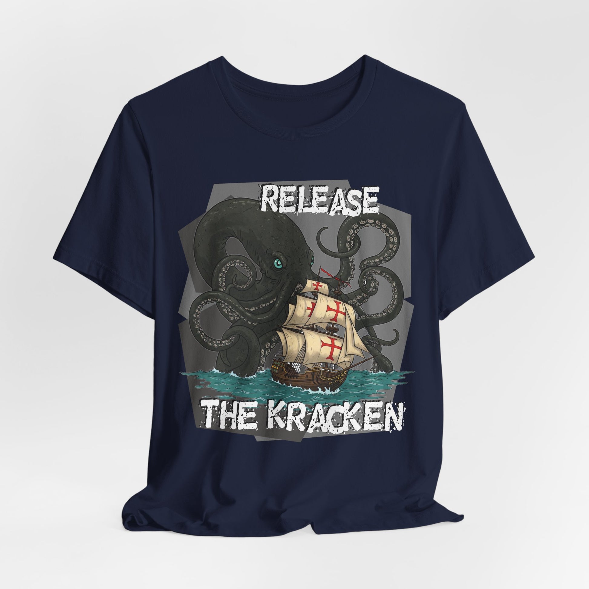 'Release The Kraken!' Tee - Unisex Short Sleeve Shirt, Nautical Tees, Pirate Fashion, Ocean Lover Gift, Funny T-Shirt, Sea Creature Shirt, Great for Gamers - Schmartypants