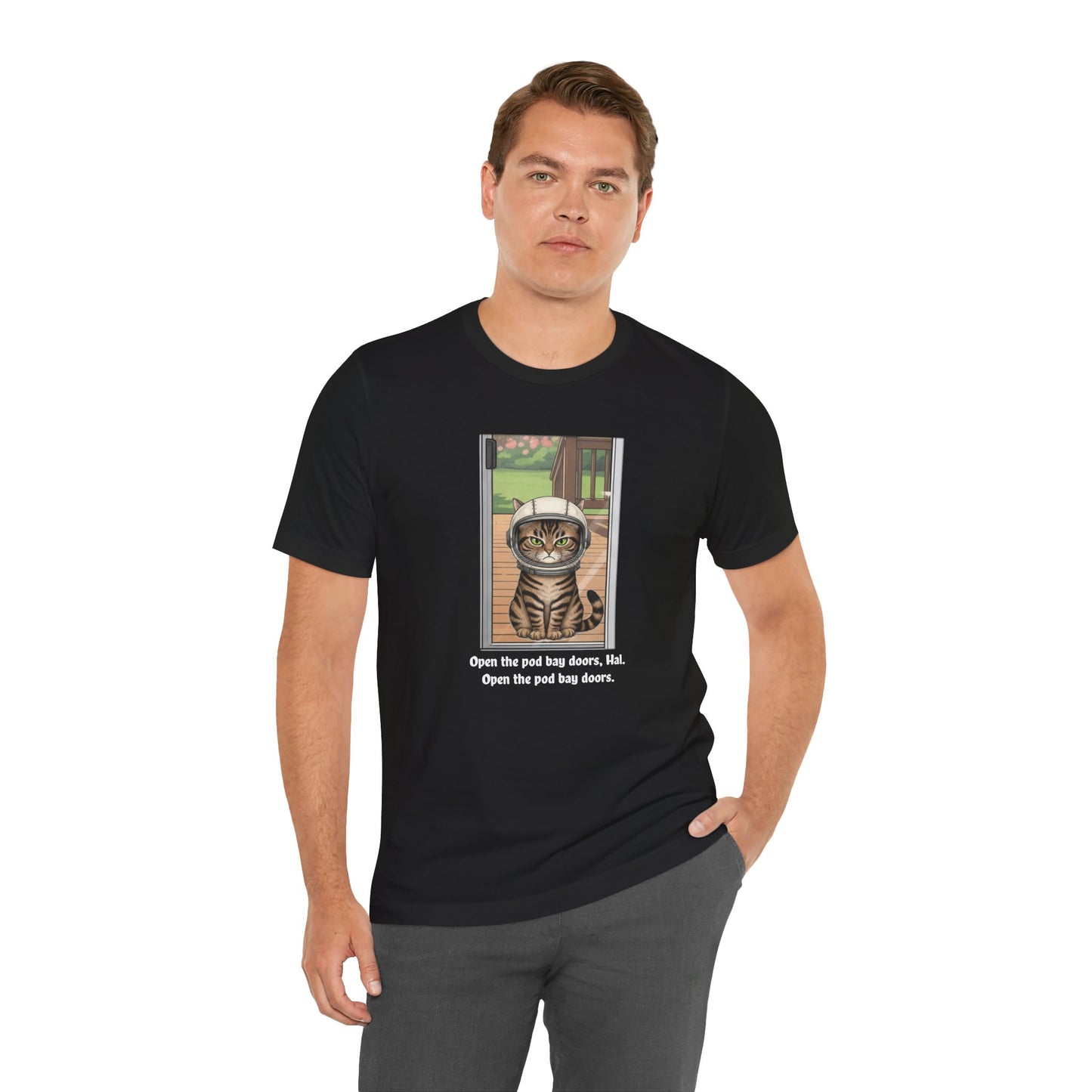 Cat Astronaut Tee, Funny Cat Shirt, Cat Lover Gift, Space Sci-Fi Tee, Hal 2001 Humor Shirt, Unisex Jersey Tee