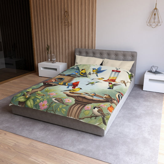 Colorful Bird-themed Microfiber Duvet Cover, Perfect for Nature Lovers, Cozy Bedding, Home Decor, Gift for Bird Watchers