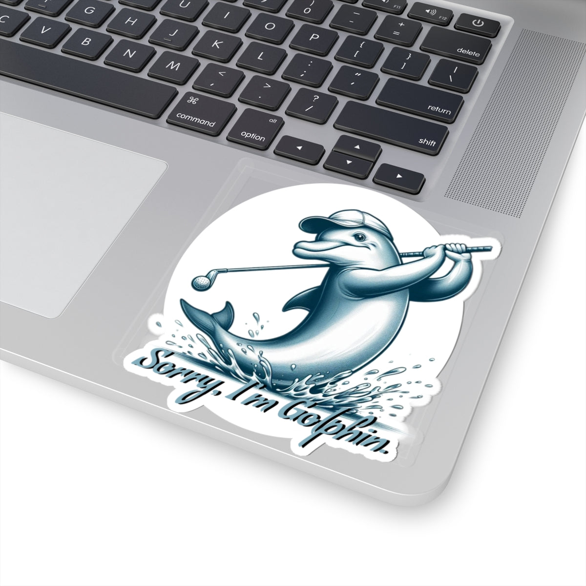 Funny Dolphin Golfing Kiss-Cut Stickers - "Sorry, I'm Golphin'" Dad Joke and Golfers Humor - Schmartypants