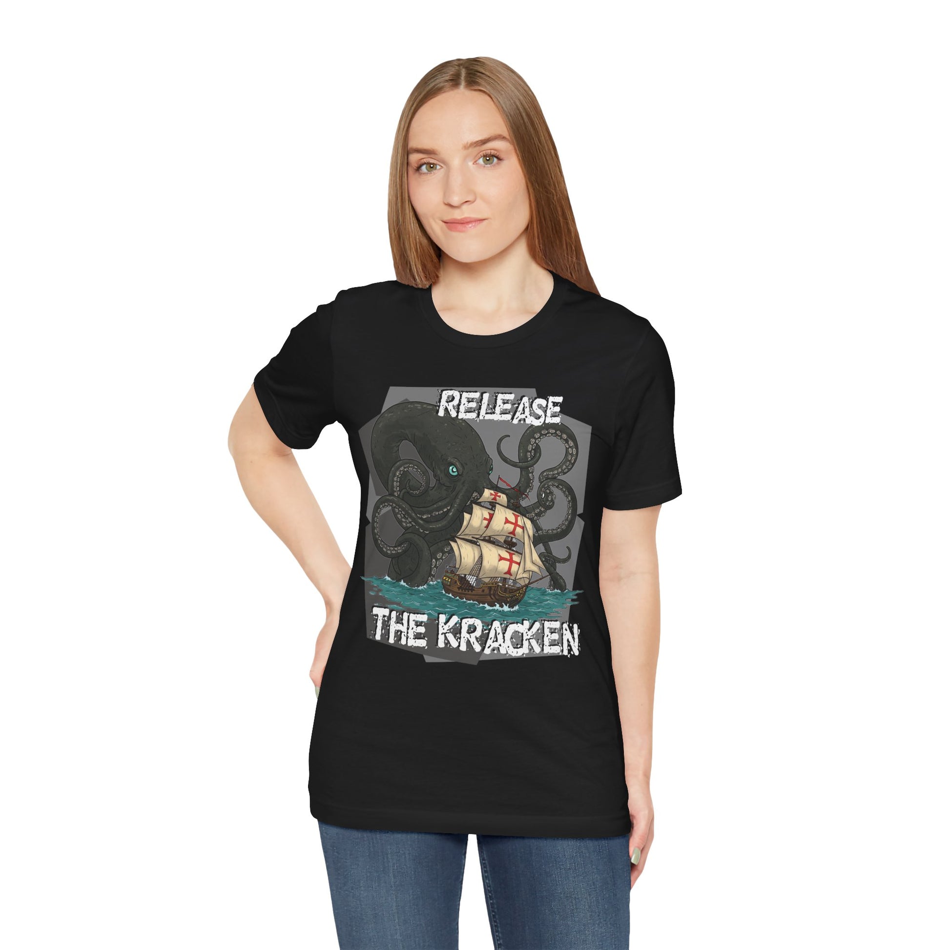 'Release The Kraken!' Tee - Unisex Short Sleeve Shirt, Nautical Tees, Pirate Fashion, Ocean Lover Gift, Funny T-Shirt, Sea Creature Shirt, Great for Gamers - Schmartypants