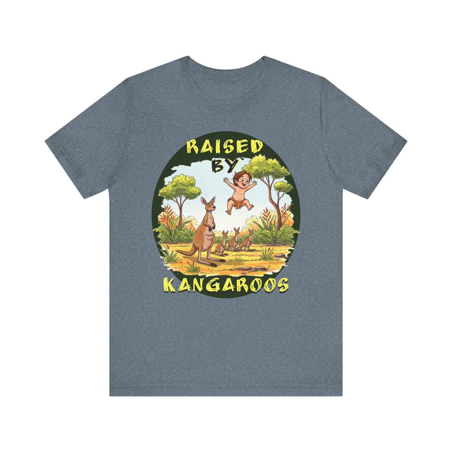 'Raised by Kangaroos' Unisex Short Sleeve Tee - Fun and Playful T-Shirt for Animal Lovers, Aussies - Schmartypants