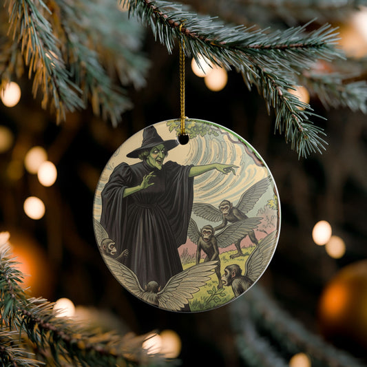 Christmas Ceramic Ornament, Wicked Witch & Winged Monkeys Tree Decoration, Wizard of Oz Fan Gift, Holiday Decor, Vintage Ornament, Whimsical