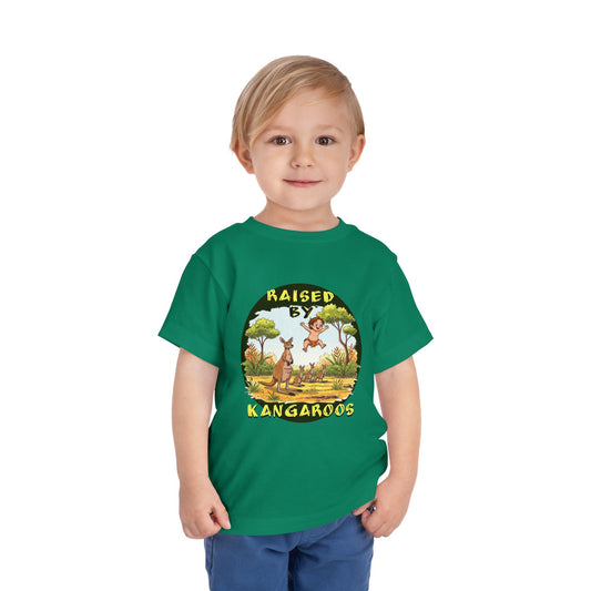 Toddler Short Sleeve Tee - Cute, Funny 'Raised by Kangaroos' Design - Schmartypants
