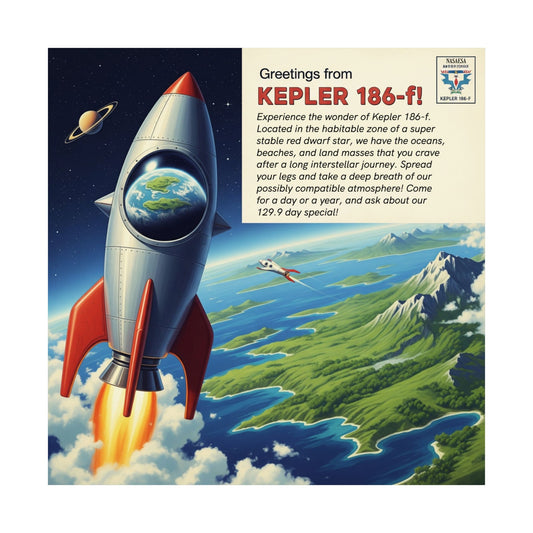 Galaxy Adventure Satin Poster, Space Art Print, Kepler 186-f Decor, Astronaut Gift, Sci-Fi Wall Art