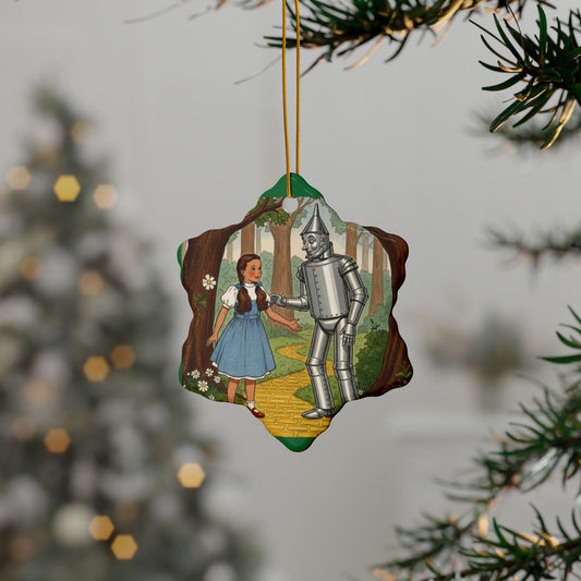 Whimsical Ceramic Ornaments, Wizard of Oz Decor, Holiday Tree Decorations, Unique Gifts for Kids, Magical Keepsakes, 2-Sided Print