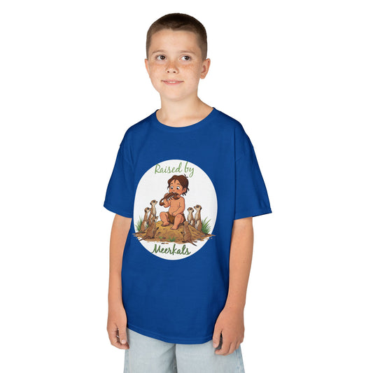 Kids Heavy Cotton™ Tee - Hilarious 'Raised by Meerkats' Design, Cute Animal Tee, Fun Kids T-Shirt, Playful Gift for Animal Lovers, Birthday or Holiday Outfit - Schmartypants