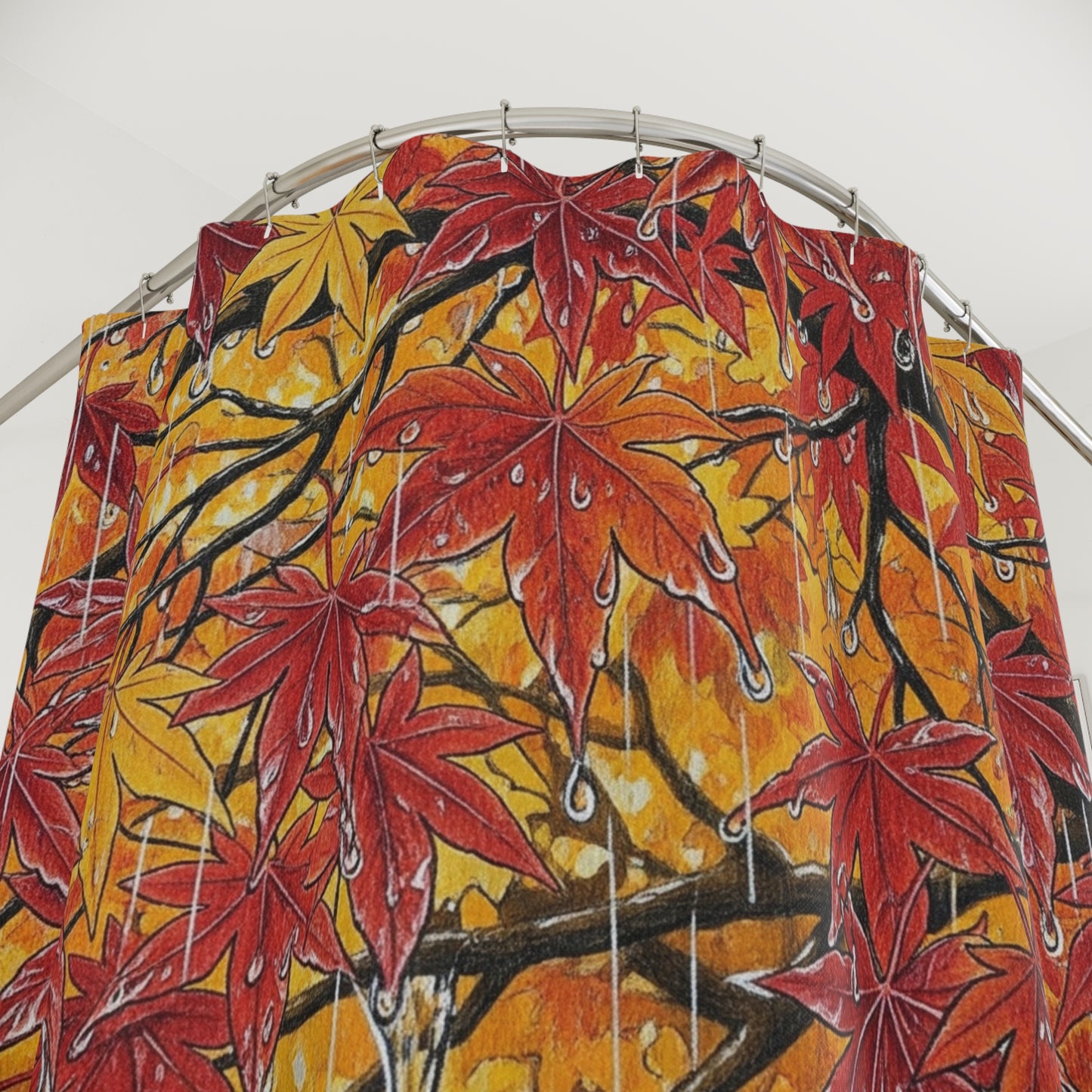 Autumn Leaves Shower Curtain, Fall Decor, Bathroom Accessories, Cozy Home, Thanksgiving Gift, Nature-Inspired