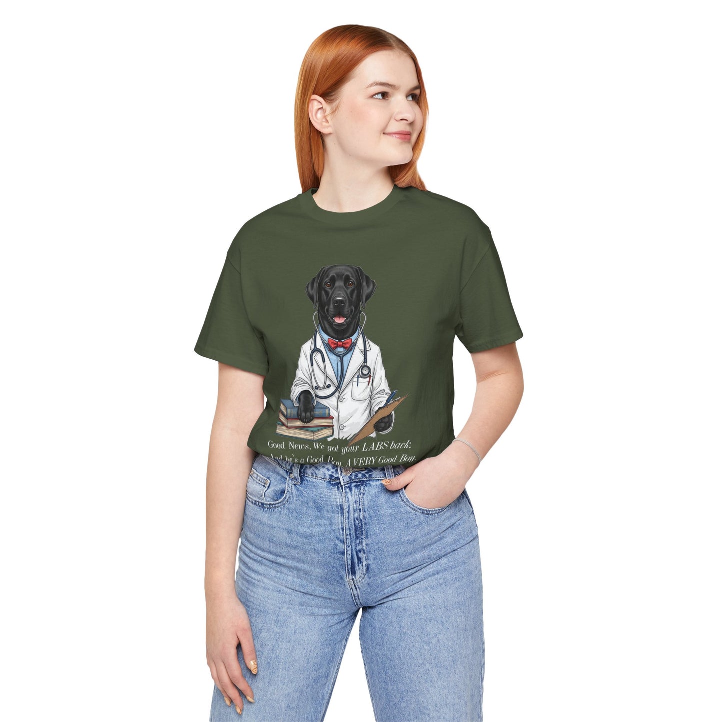 Funny Black Lab Lover Tee: "Good News, We Got Your Labs Back!" - Labrador Gift, Veterinary Humor Shirt