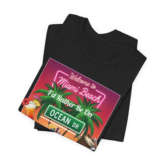 Ocean Drive, Miami Beach Vibes Tee | Unisex Short Sleeve Shirt, Perfect for Summer, Beach Days, Vacation Wear, Gift for Travelers