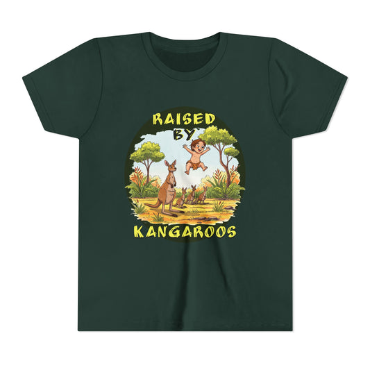 'Raised by Kangaroos' Youth Short Sleeve Tee - Fun Nature Graphic T-Shirt for Kids, Aussies - Schmartypants
