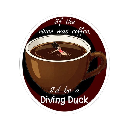 Funny Diving Duck Coffee Kiss-Cut Stickers | Perfect for Coffee Lovers - Female Diver - Schmartypants