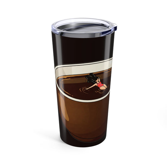 Funny Coffee Tumbler 20oz - Perfect Gift for Coffee Lovers - If the River Was Coffee, I'd be a Diving Duck - female diver version - Schmartypants