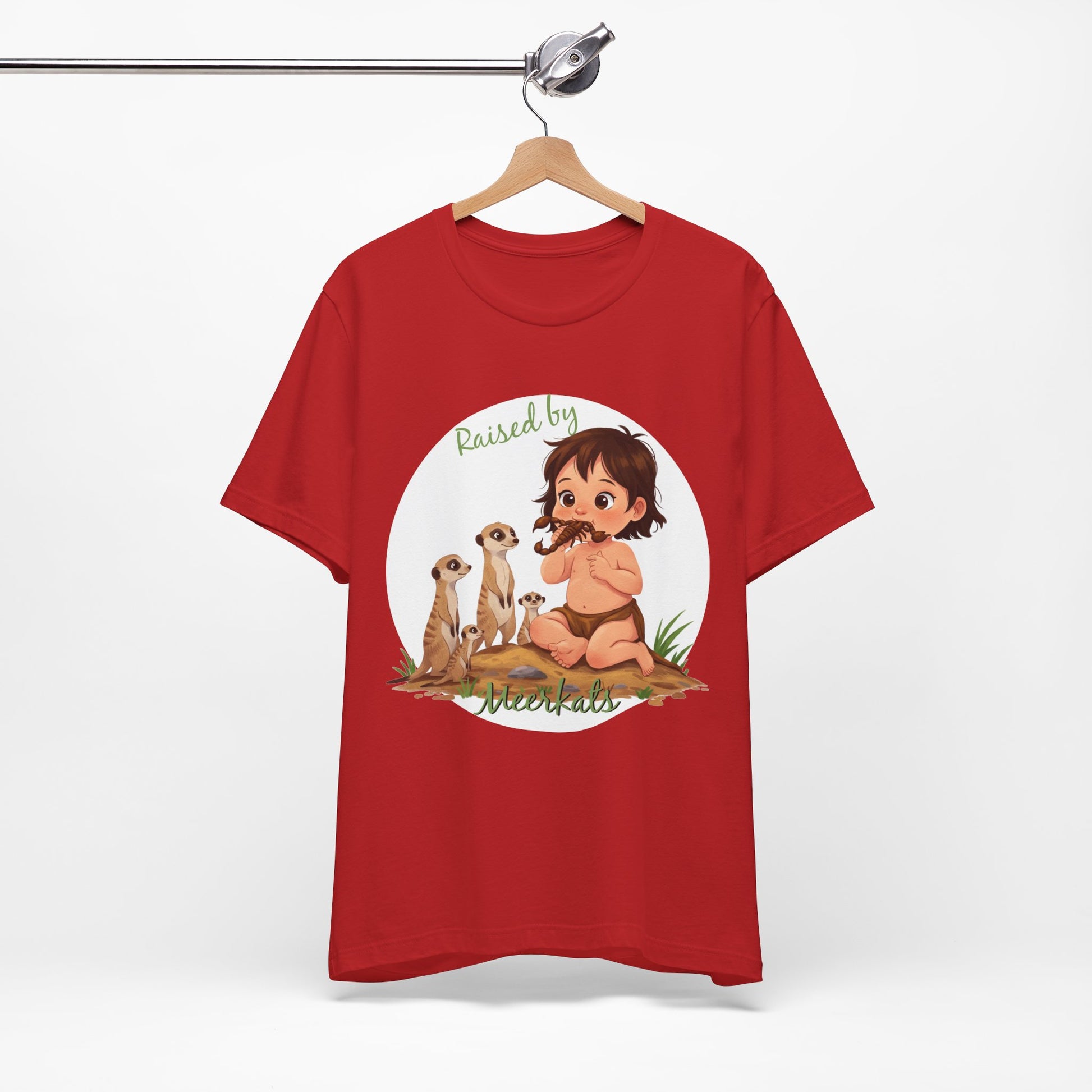 Funny Meerkat Tee - "Raised by Meerkats" Unisex Jersey Short Sleeve Shirt - for Meerkat and Wildlife Lovers - Schmartypants