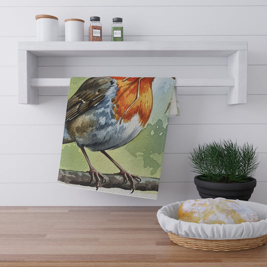 Charming Robin Design Tea Towels, Elegant Kitchen Decor, Gift for Bird Lovers, Nature Lover's Home, Rustic Kitchen Accessories