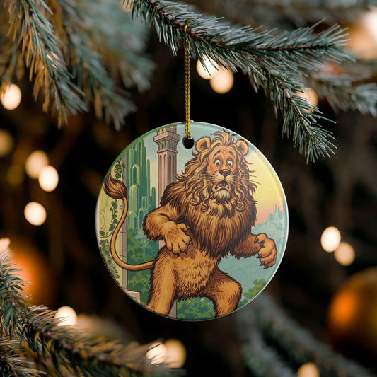 Cowardly Lion Ceramic Ornament - Wizard of Oz Decor, Unique Gift, Holiday Decoration, Office Charm, Animal Lover's Keepsake
