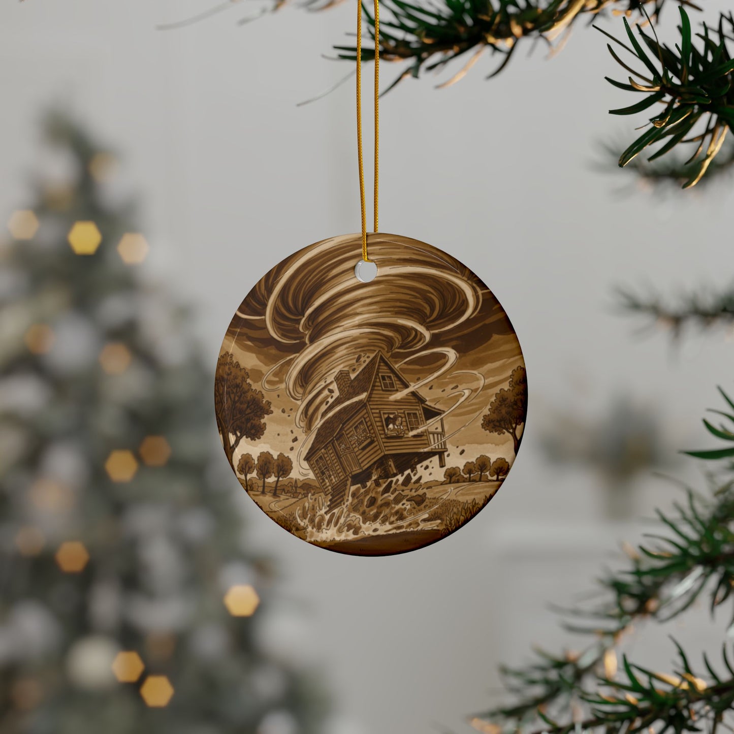 Ceramic Ornaments, Wizard of Oz Storybook Illustration Tree Ornament, The Twister, Collectible Series 2, (1pc, 3pcs, 5pcs, 10pcs), Holiday