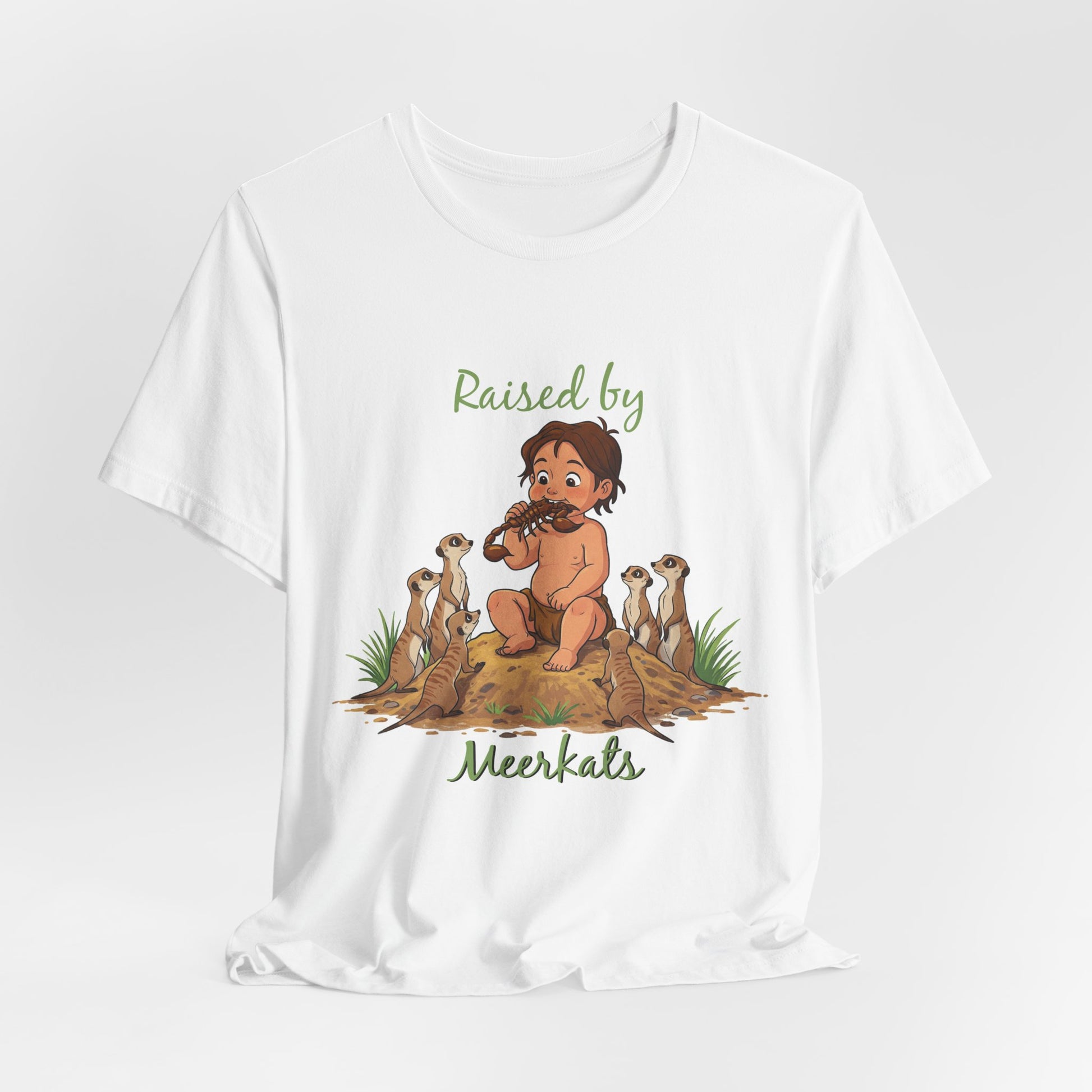 Funny 'Raised by Meerkats' Unisex Tee for Meerkat and Wildlife Lovers - Schmartypants