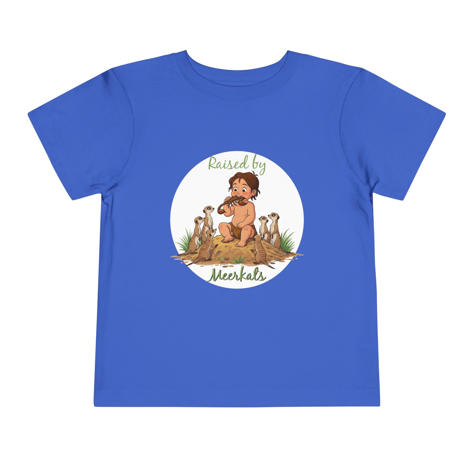 Funny Adorable 'Raised by Meerkats' Toddler Short Sleeve Tee - Cute Animal Tee for Kids Who Love Meerkats - Schmartypants