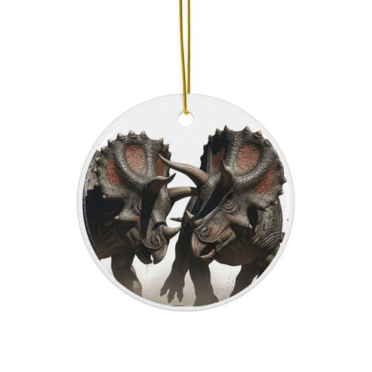 Triceratops Ceramic Jurassic Era Dinosaur Christmas Tree Ornaments - Jurassic Era Keepsakes, Collectibles, Party Favors