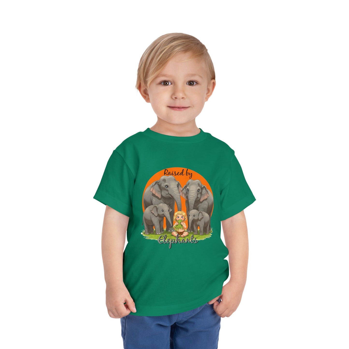 Raised by Elephants Toddler Tee – Adorable Hilarious Short Sleeve Shirt for Kids - Schmartypants