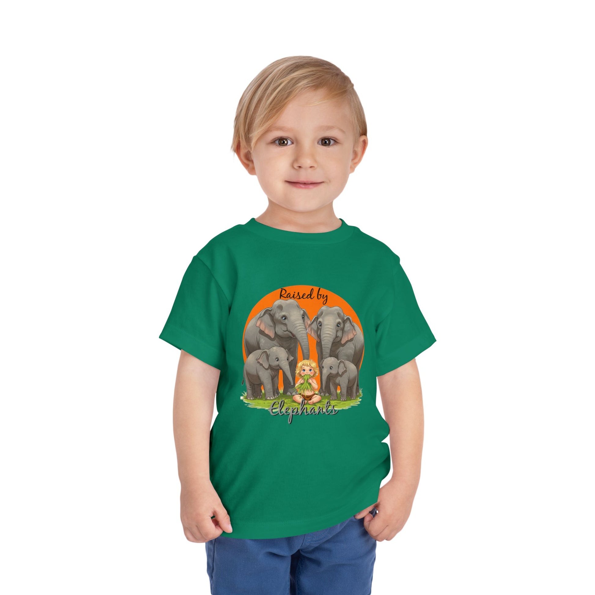 Raised by Elephants Toddler Tee – Adorable Hilarious Short Sleeve Shirt for Kids - Schmartypants
