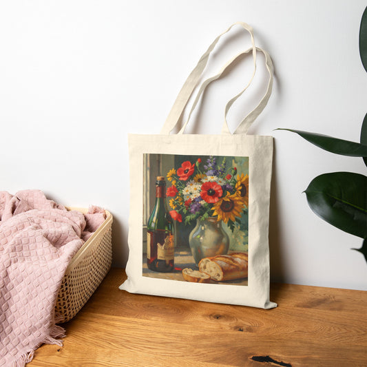 Vintage Art Cotton Canvas Tote Bag, Floral Tote, Eco-Friendly Bag, Art Lover Gift, Grocery Shopping Bag, Boho Tote