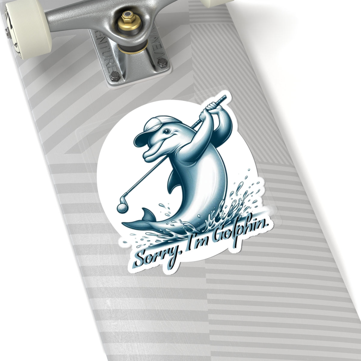 Funny Dolphin Golfing Kiss-Cut Stickers - "Sorry, I'm Golphin'" Dad Joke and Golfers Humor - Schmartypants