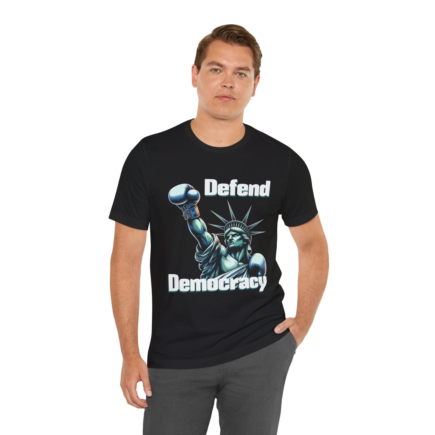 Defend Democracy Tee - Unisex Jersey Short Sleeve Shirt - Protest Wear - Activist Tee - Schmartypants