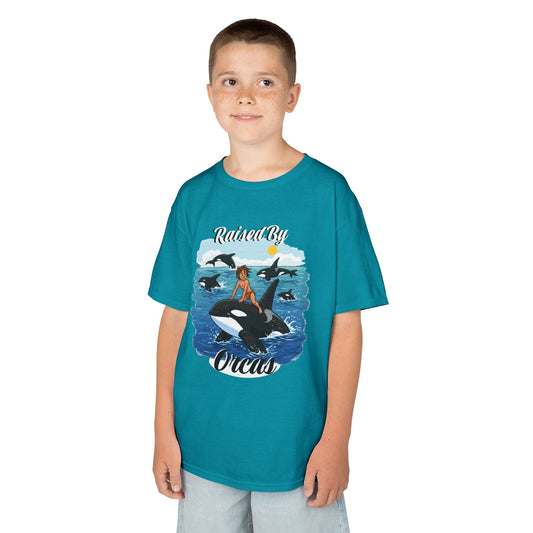 Funny Whale-Themed Kids Tee, 'Raised By Orcas' Shirt - Perfect for Ocean Lovers, Gifts for Birthdays, Summer Camps, Beach Days, Fun Tees