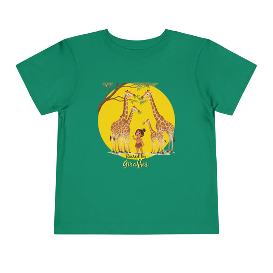 Cute Toddler Short Sleeve Tee - Funny 'Raised by Giraffes' Design - Schmartypants
