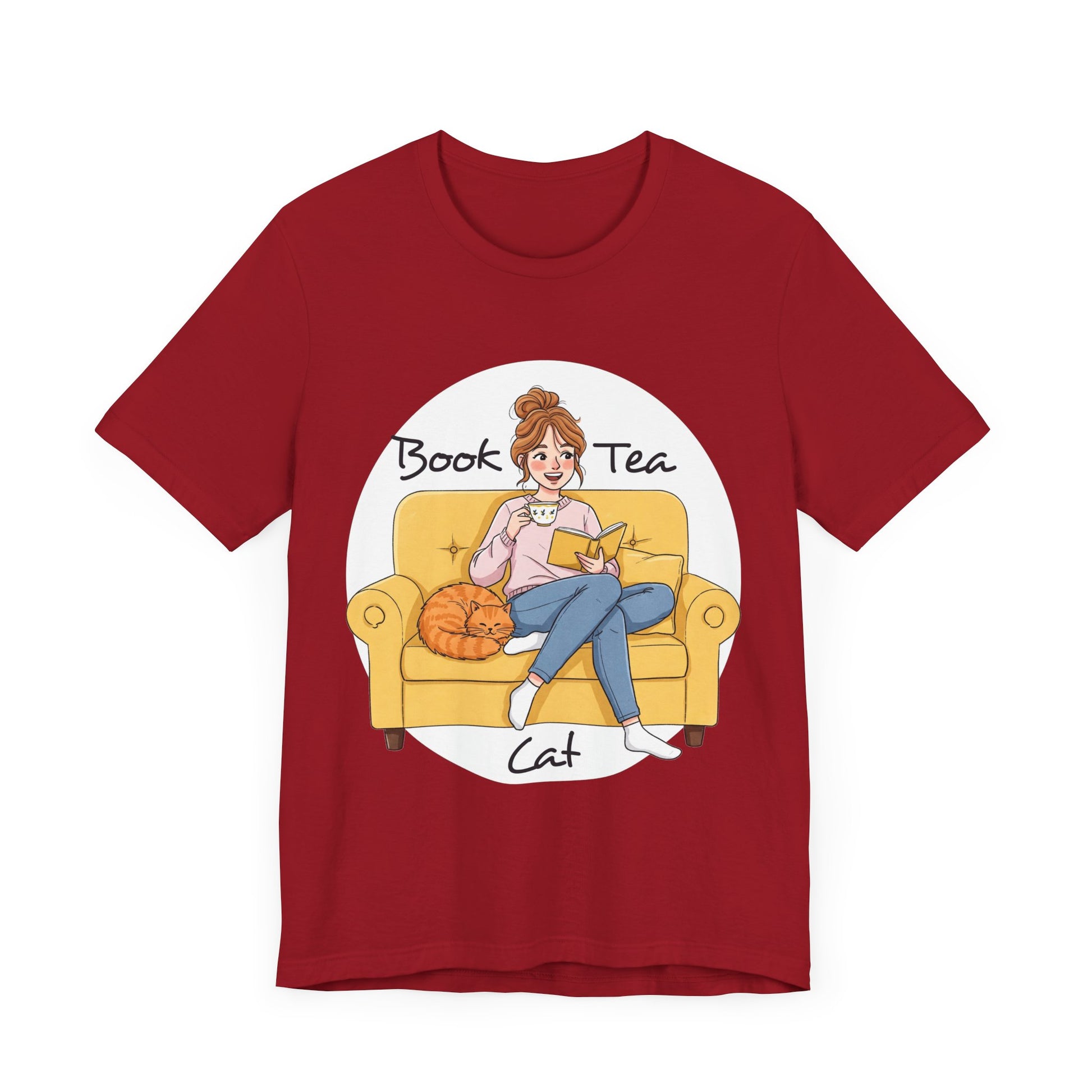 Cozy Book Lover Tee - Book, Tea, Cat Design _ Cat Lovers Gift - Book Lovers Gift - Tea Lovers Gift - Schmartypants