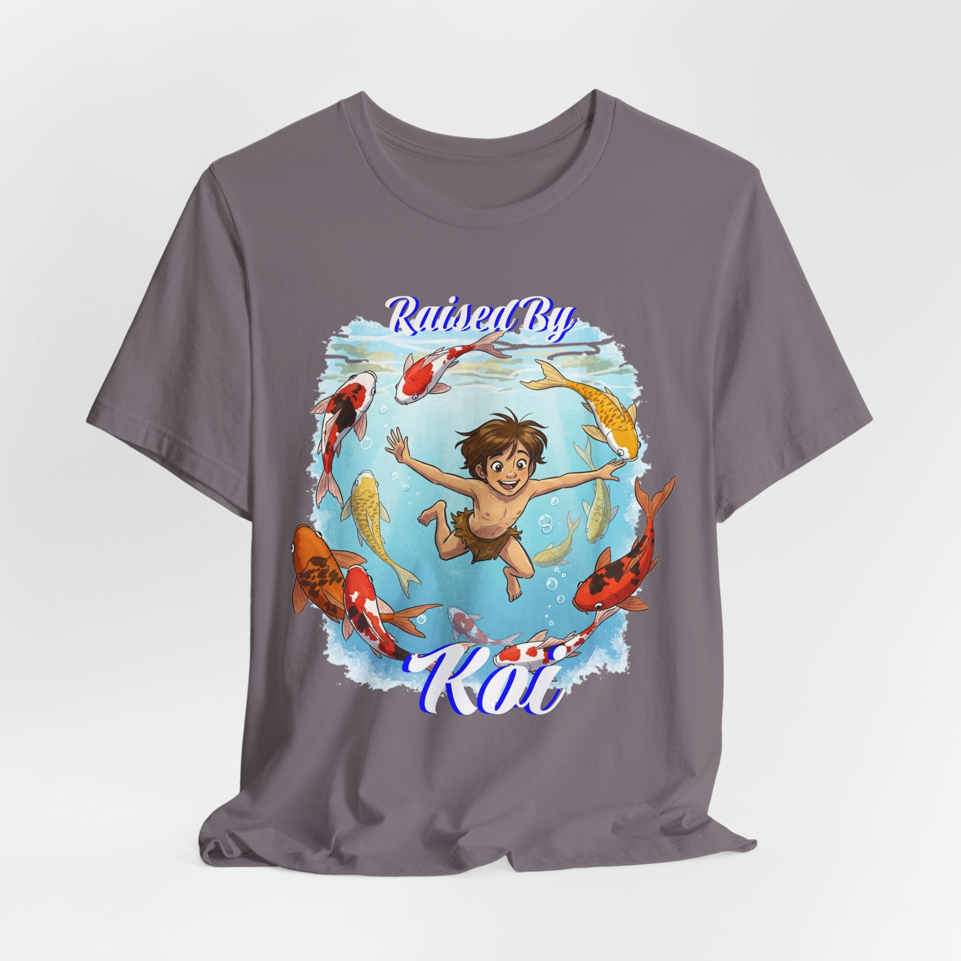 'Raised By Koi; Unisex Jersey Tee - Funny Graphic Tee for Aquatic Lovers, Cute Gift for Birthdays, Casual Wear, Summer Fashion, Relaxed Style - Schmartypants
