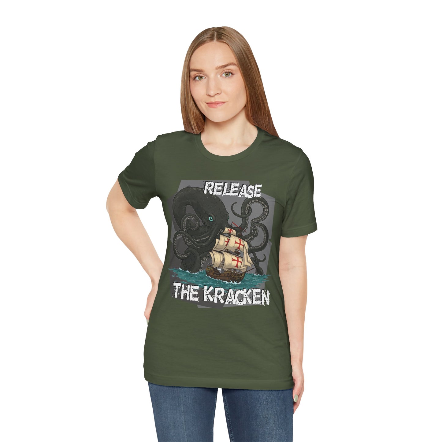 'Release The Kraken!' Tee - Unisex Short Sleeve Shirt, Nautical Tees, Pirate Fashion, Ocean Lover Gift, Funny T-Shirt, Sea Creature Shirt, Great for Gamers - Schmartypants