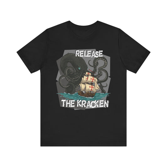 'Release The Kraken!' Tee - Unisex Short Sleeve Shirt, Nautical Tees, Pirate Fashion, Ocean Lover Gift, Funny T-Shirt, Sea Creature Shirt, Great for Gamers - Schmartypants