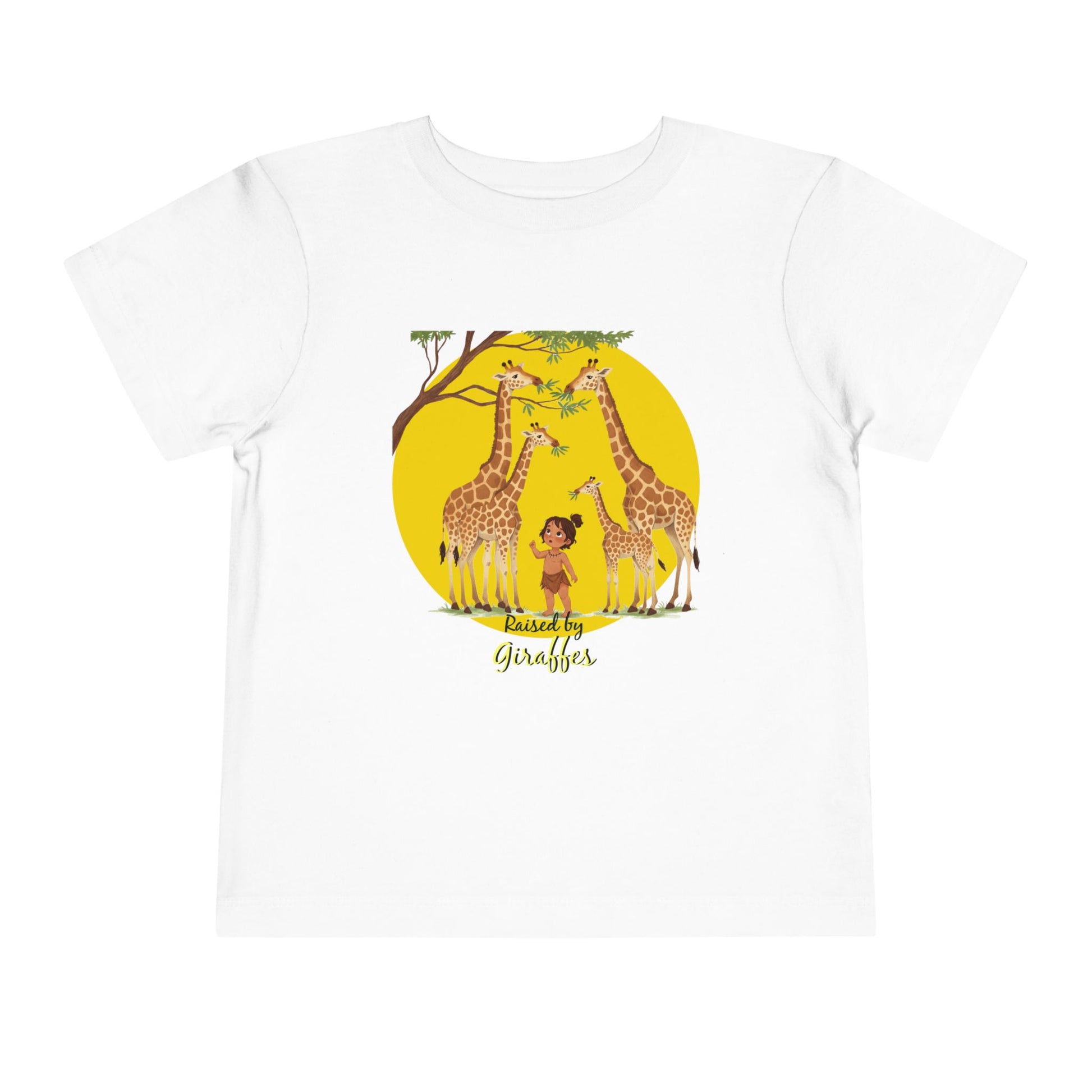 Cute Toddler Short Sleeve Tee - Funny 'Raised by Giraffes' Design - Schmartypants