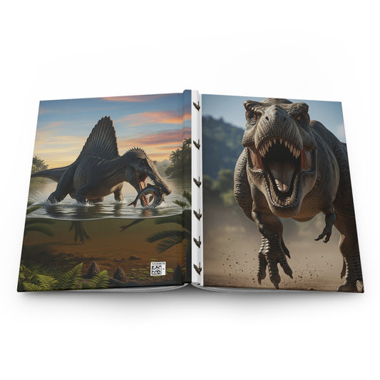 Dinosaur-Themed Hardcover Journal, T-Rex Notebook, Spinosaurus Writing Pad, Gift for Kids, Adventure Journal