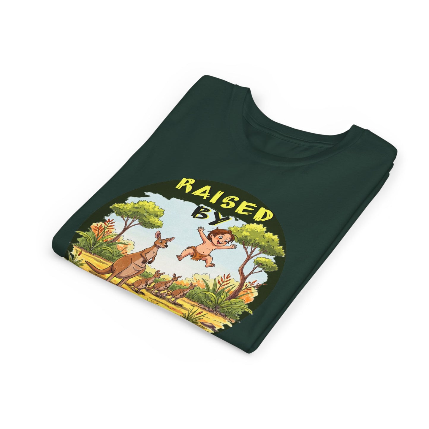'Raised by Kangaroos' Youth Short Sleeve Tee - Fun Nature Graphic T-Shirt for Kids, Aussies - Schmartypants