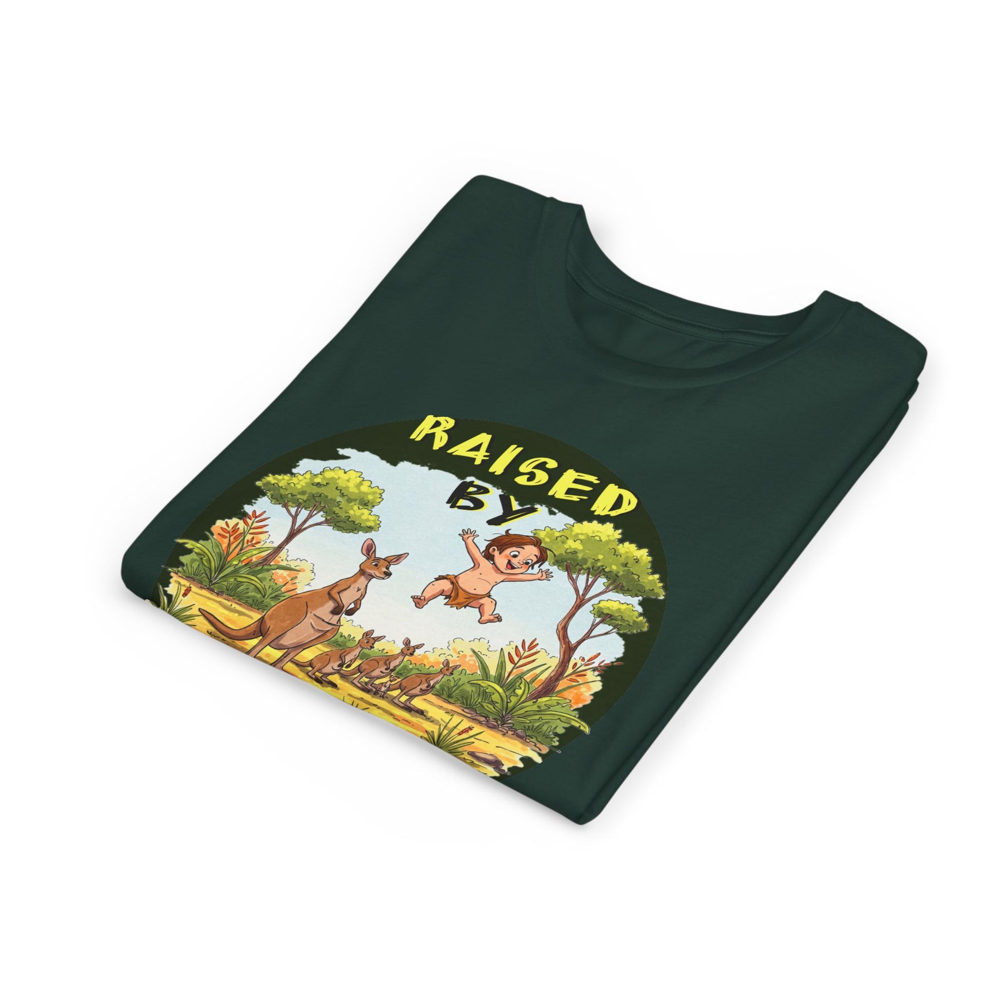 'Raised by Kangaroos' Youth Short Sleeve Tee - Fun Nature Graphic T-Shirt for Kids, Aussies - Schmartypants