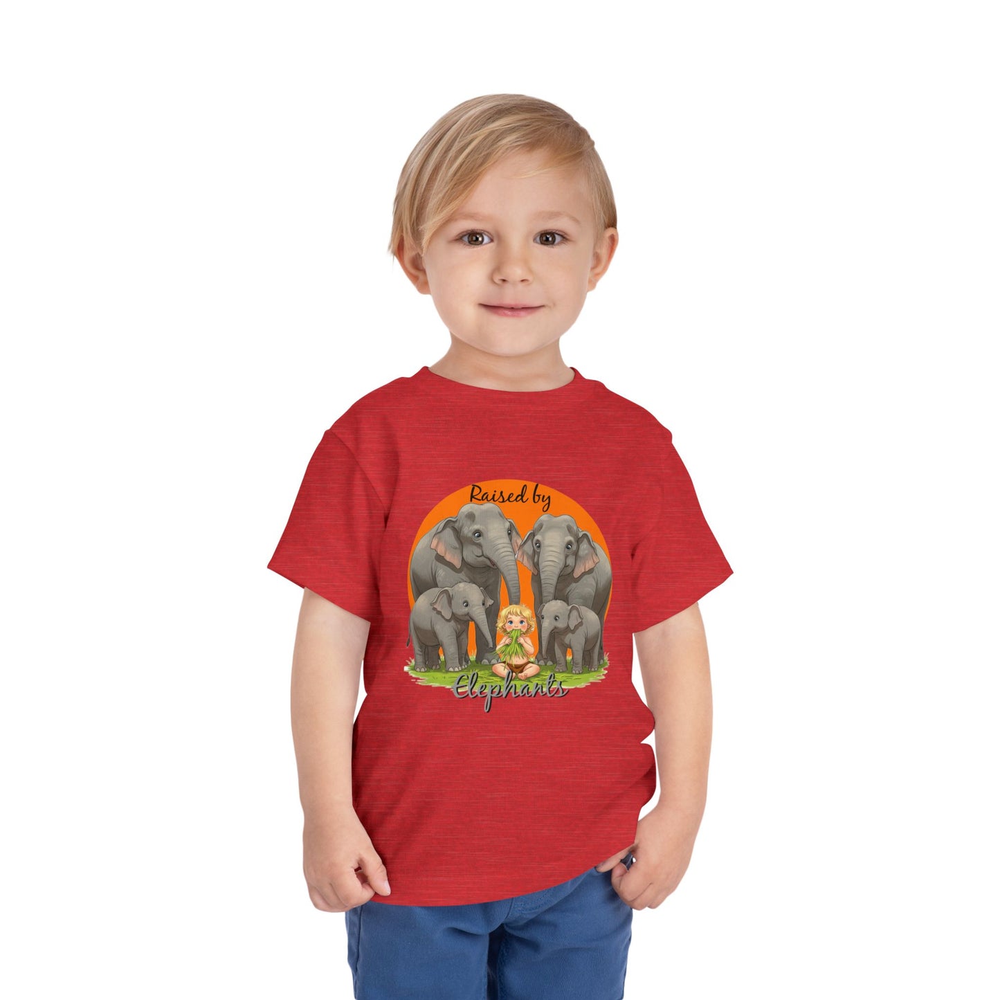 Raised by Elephants Toddler Tee – Adorable Hilarious Short Sleeve Shirt for Kids - Schmartypants