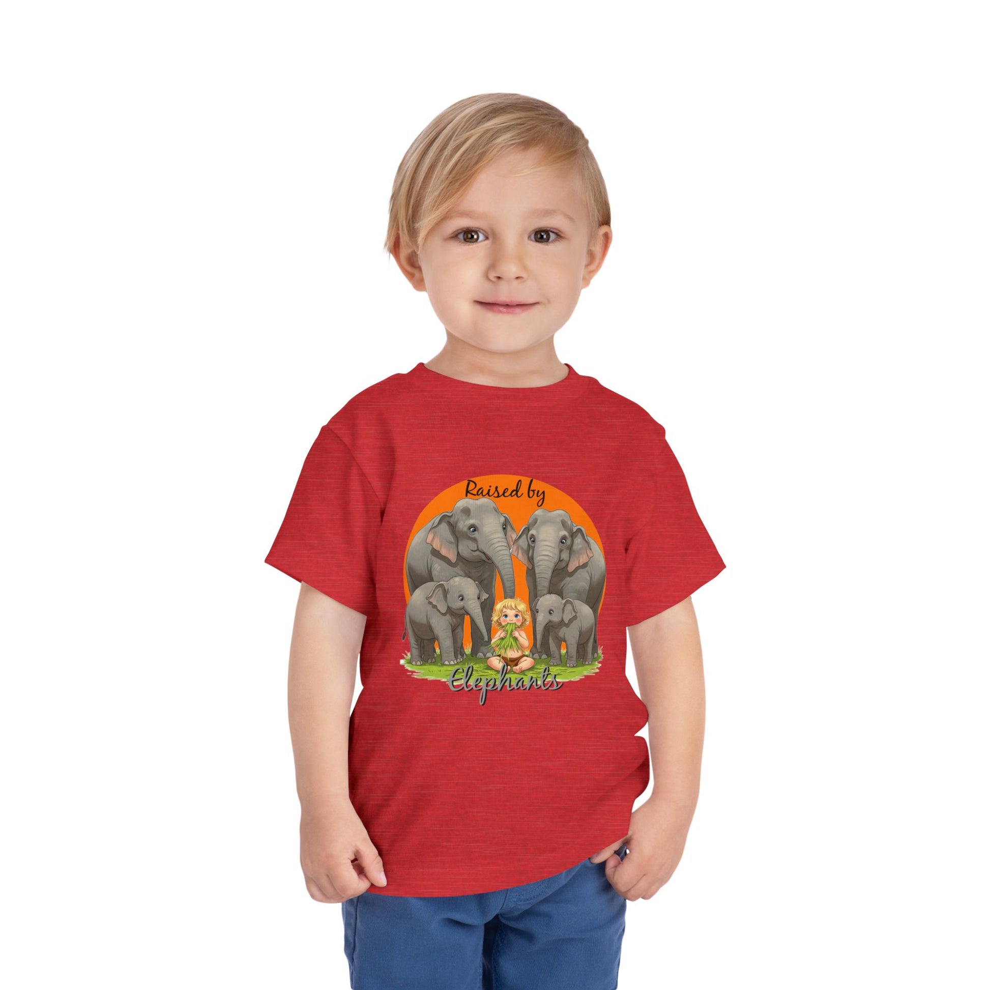 Raised by Elephants Toddler Tee – Adorable Hilarious Short Sleeve Shirt for Kids - Schmartypants